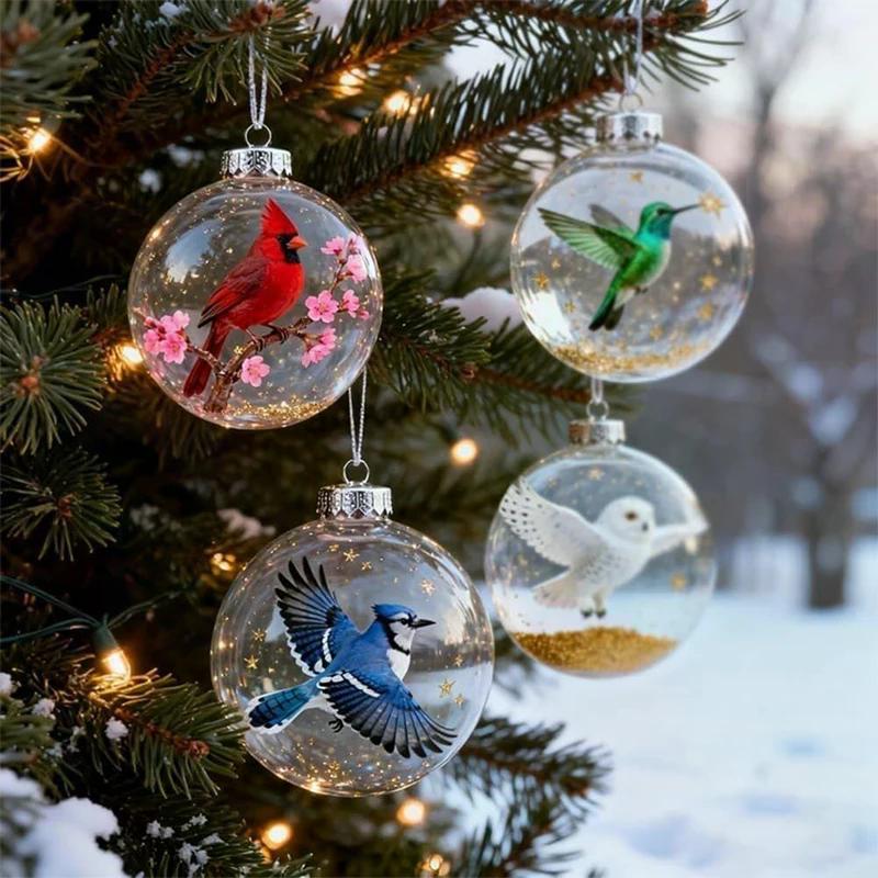 Ornament Nature's Birds Clear Christmas , Hummingbird Christmas Tree Ornaments for Xmas Decor, Clear Balls for Home Decor