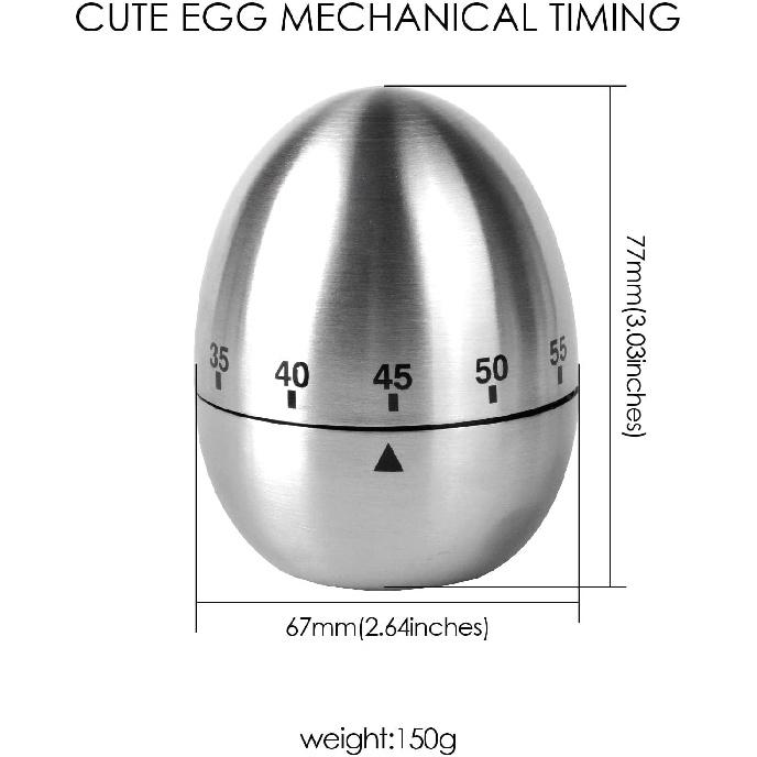 Jayron JR-WG015 Egg Kitchen Timer Stainless Steel Mechanical Rotating Alarm 60 Minutes Count Down Timer for Cooking Learning