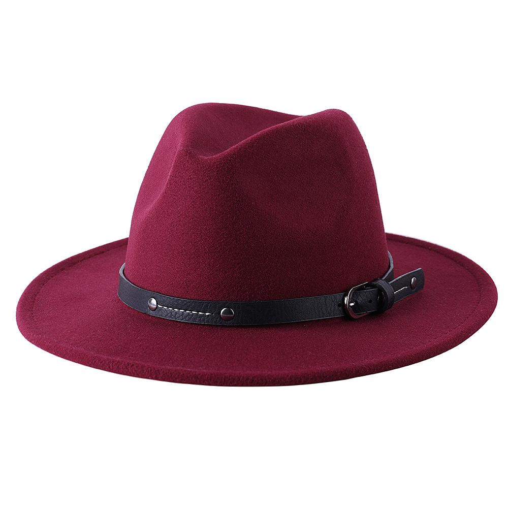1Pc Fashion Wool Fedora Hat Men Autumn Winter Wide Brim Jazz Cap Imitation Woolen Women Church Felt British Hat