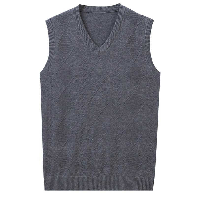 Gilet di lana da uomo autunnale, gilet casual largo lavorato a maglia da uomo, maglione con scollo a V