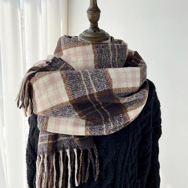 Women Winter Retro Knitted Scarf Headscarf Ladies Men Casual Preppy Plaid Warm Scarve Mujer Male Wrap Shawl Unisex New Korean