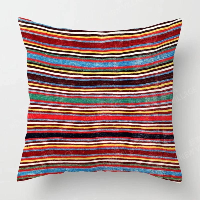 Home Decor Colorful Ethnic Pattern Digital Print Pillow Covers Pattern Cushion Cover Suitable for Sofa Bedroom Car Pillow Cover