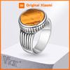 Vnox Tijgeroog Steen Ronde Top Vingerband voor Mannen Jongens, Roestvrij Staal Zegelring, Robuuste Mannelijke Punk Ring Sieraden