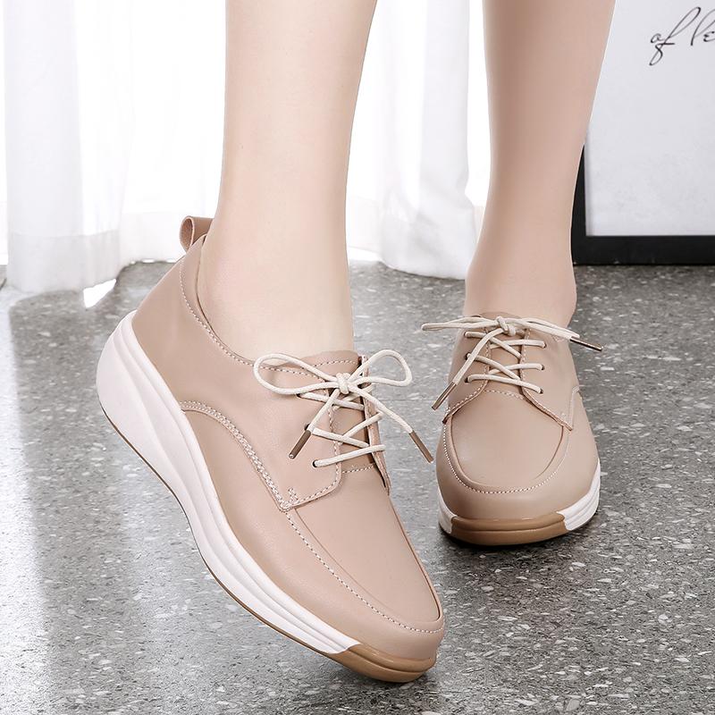 Women's Footwear Leather Driving Comfort Women’s Wedge Sneakers Casual Nurse Loafers for Girls Walking Minimalist Summer Maternity Shoes for Women