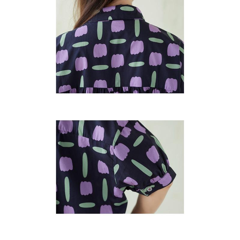 DIMANAF 2026 Plus Size New Summer Women Blouse Shirt Short Sleeve Fashion Print Floral Casual Loose Cotton Lady Tops Shirts