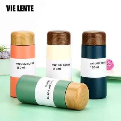 180ml Mermi Mini Sevimli Ahşap Desenli Paslanmaz Çelik Termos Bardak Kahve Seyahat Kupası Küçük Taze Taşınabilir Cep Dış Mekan Kahve Bardağı