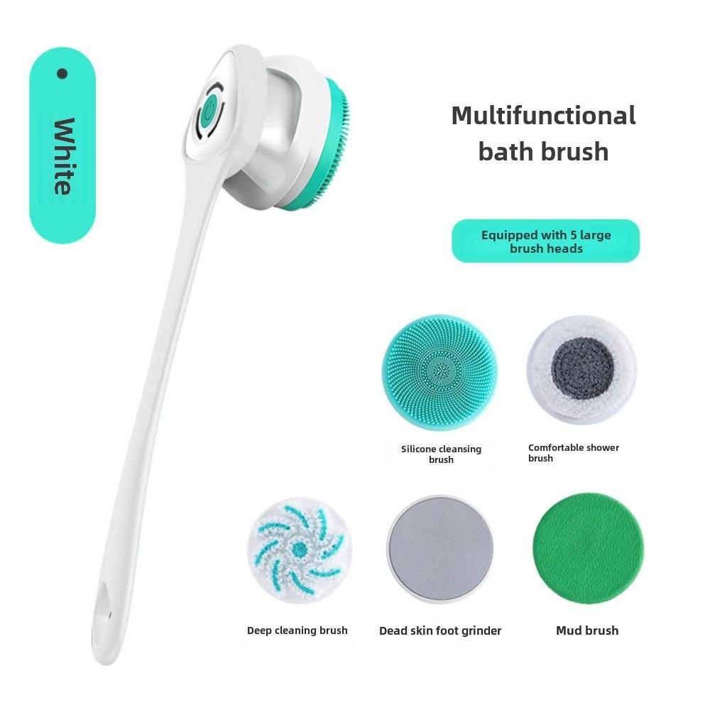 Automatic Waterproof Electric Back Rub Bath Brush Long Handle 5-in-1 Electric Massage Bath Brush