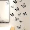 12pcs 3D Simulated Monochrome Butterfly Stickers for Bedroom, Entryway, Living Room, Porch, Home Decoration