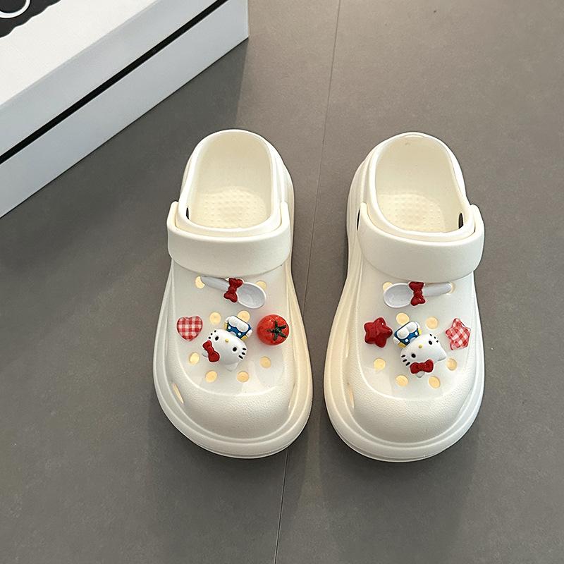 

Versatile casual cute hole shoes women s summer fashion outer wear non-slip thick-soled sandals heightening baotou beach slippers 39-40