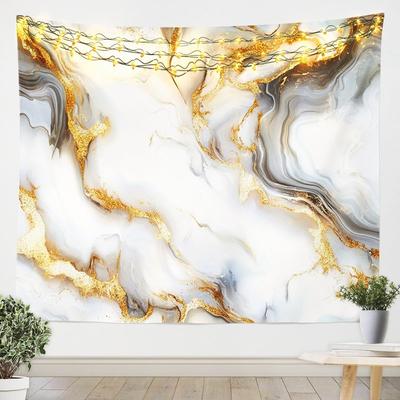 Grey White Marble Tapestry Metallic Marble Tapestry For Bedroom Medium Bronzing Stone Pattern Wall Tapestry Modern Abstract Art