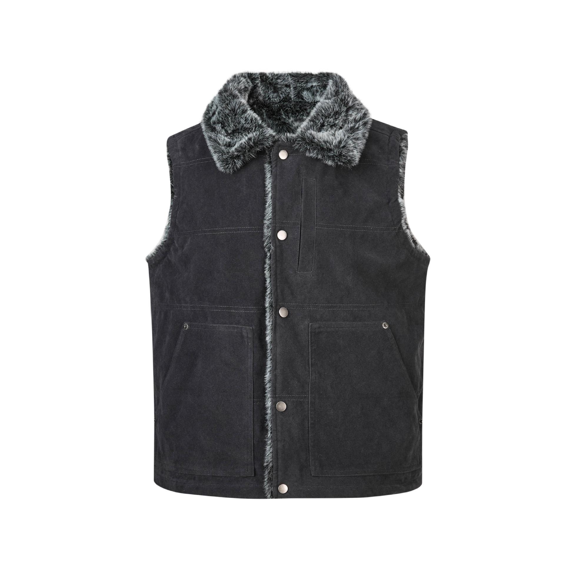

EME Yishengyiyi Reversible Faux Mink Fur Vest - Winter Warm Lapel Retro Jacket M темно-синього кольору