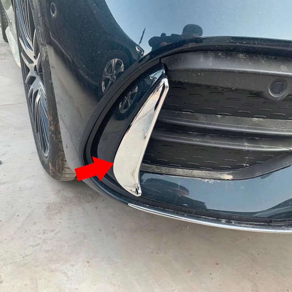 RUIQ Chrome Front Fog Lamp Garnish Bezel Cover for 2021 and Later Mercedes-Benz C-Class (W206) (Bezel B)