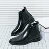Fashion Italian Men Dress Chelsea Boots Fashion Casual Leather Flat Designer Boots Brand New Casual Business Office Walking Ankle Boots