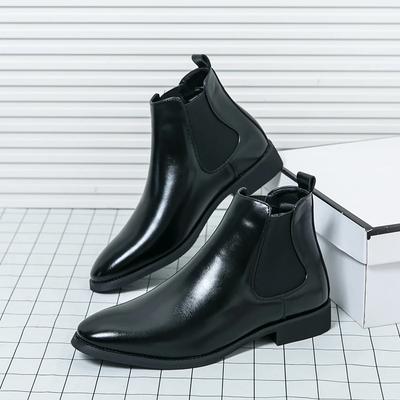 Italian Men Dress Chelsea Boots Fashion Casual Leather Flat Designer Boots Brand New Casual Business Office Walking Ankle Boots