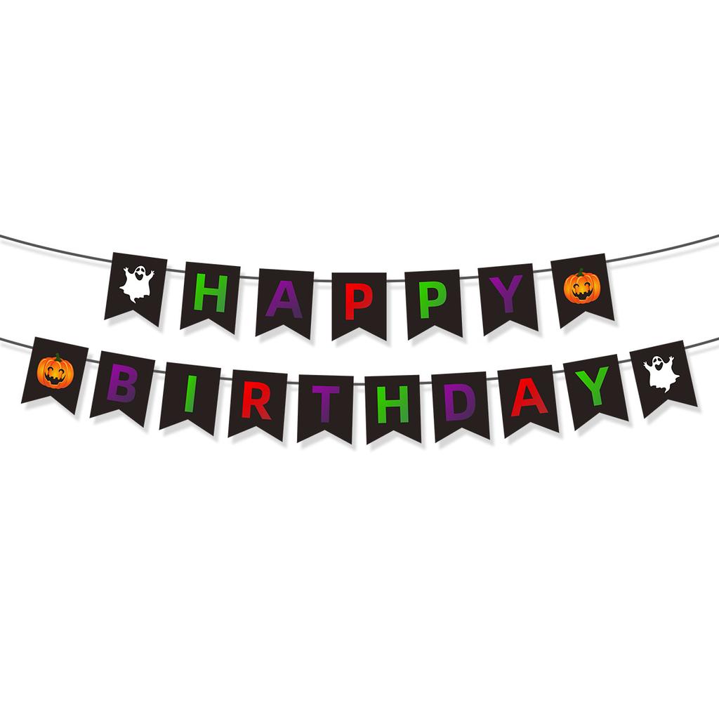 Halloween Haunted House School Party Arrangement Banner Happy Halloween