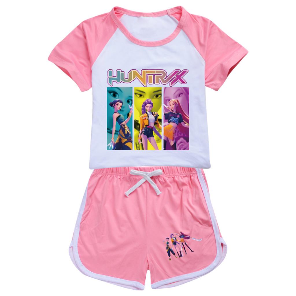4979 Kids Girls POP Rumi Zoey Mira Print T-shirt Shorts Sport Tracksuit Clothes Set
