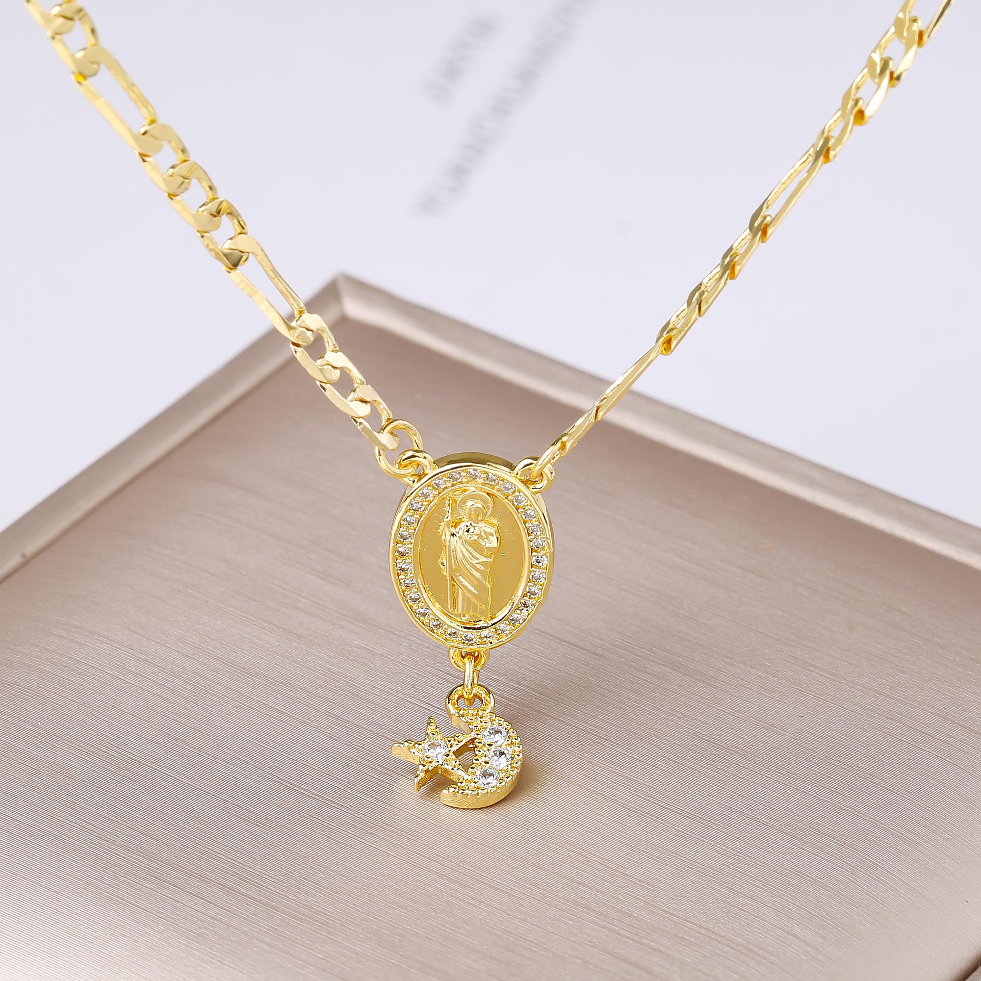 

High-Quality Men Women Religious Zircon St. Jude Zirconia Pendant Necklace Classic for Daily Party Prayer Zircon Amulet Gift