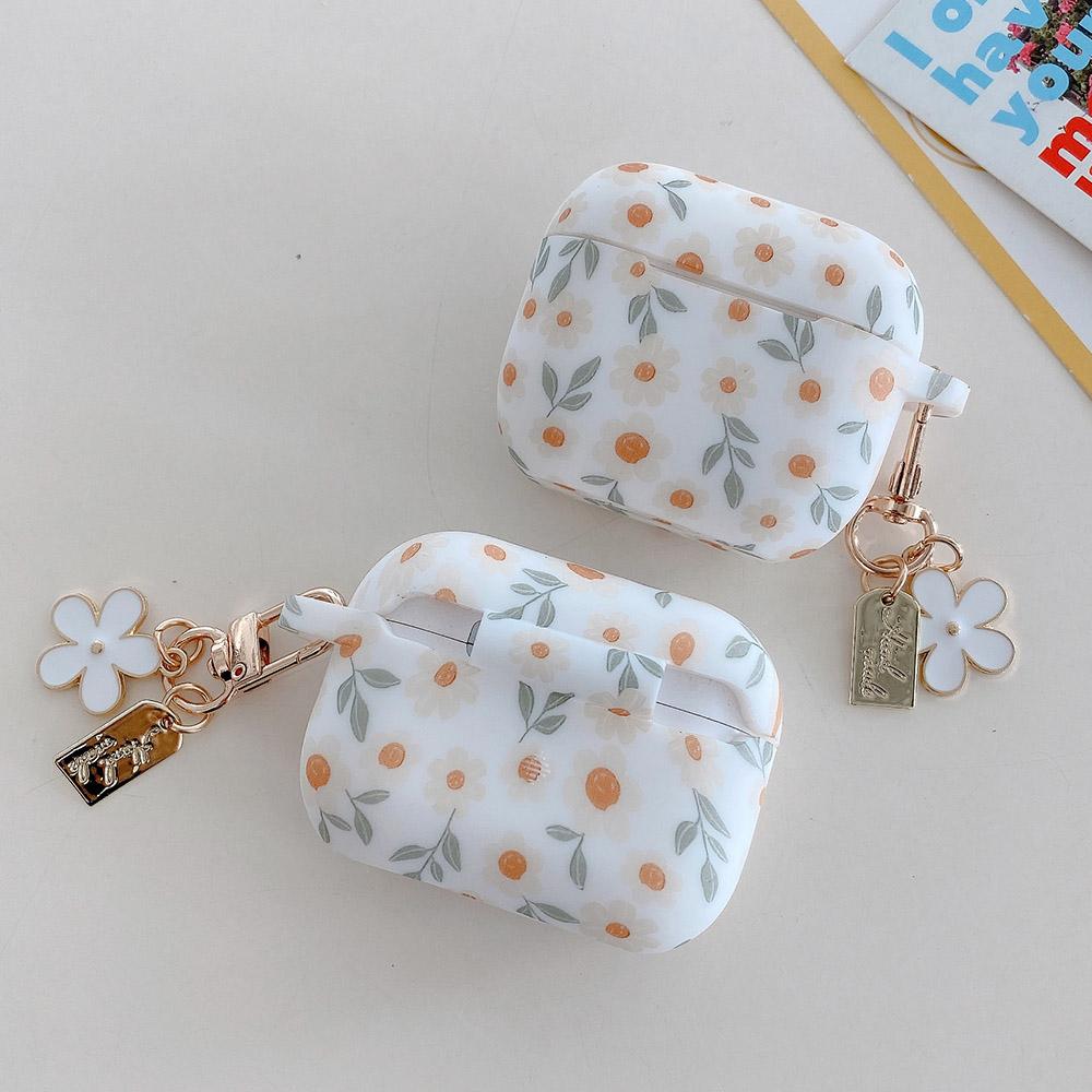 Cute Flower Silicone Headphone Case For AirPods 4 For AirPods 1/2/3 Protection Cover For AirPods Pro 2 With Pendant