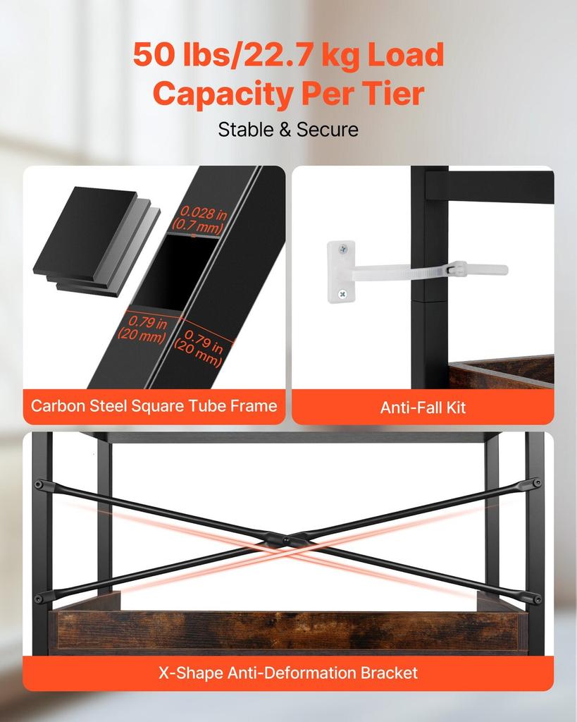 Industrial Bookshelf, 6-Tier, Vintage Ladder Shelf Bookshelves and Bookcases, with Metal Frame, Book Organizer with Open Shelves, for Living Room,