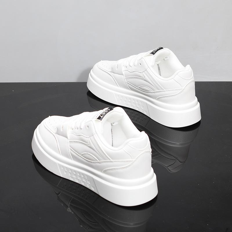 Inner height-increasing casual board shoes Spring and autumn leather sports thick-soled height-increasing tide shoes couple 36