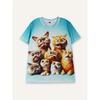 Vibrant Funny Cat 3d Printe Ombre Crew Neck Short Sleeve Spring & Summer Essential Women's Casual T-Shirts
