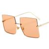 Fashion Oversized Square Sunglasses Women Brand Retro Big Frame Sun Glasses Female Metal Semi-Rimless Designer Oculos De Sol
