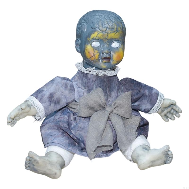 

Decorations with Voice Activated Sitting Doll with Glowing Face and Terrifying Sounds for Displays M68E