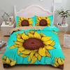 Sunflower Duvet Cover Set King/Queen Size Print Decor Botanical Plants Yellow Floral Comforter Cover Black Polyester Quilt Cover
