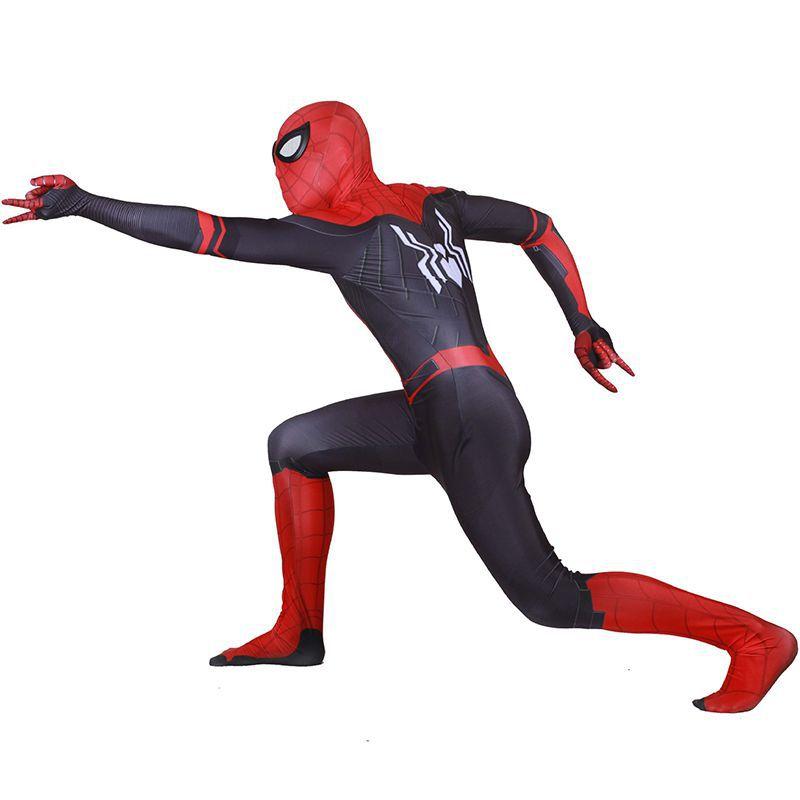 Hochwertiges Spiderman-Kostüm, Kostüm für Erwachsene und Kinder, Halloween-Kostüm, rot/schwarz, Spandex, Cosplay-Kleidung