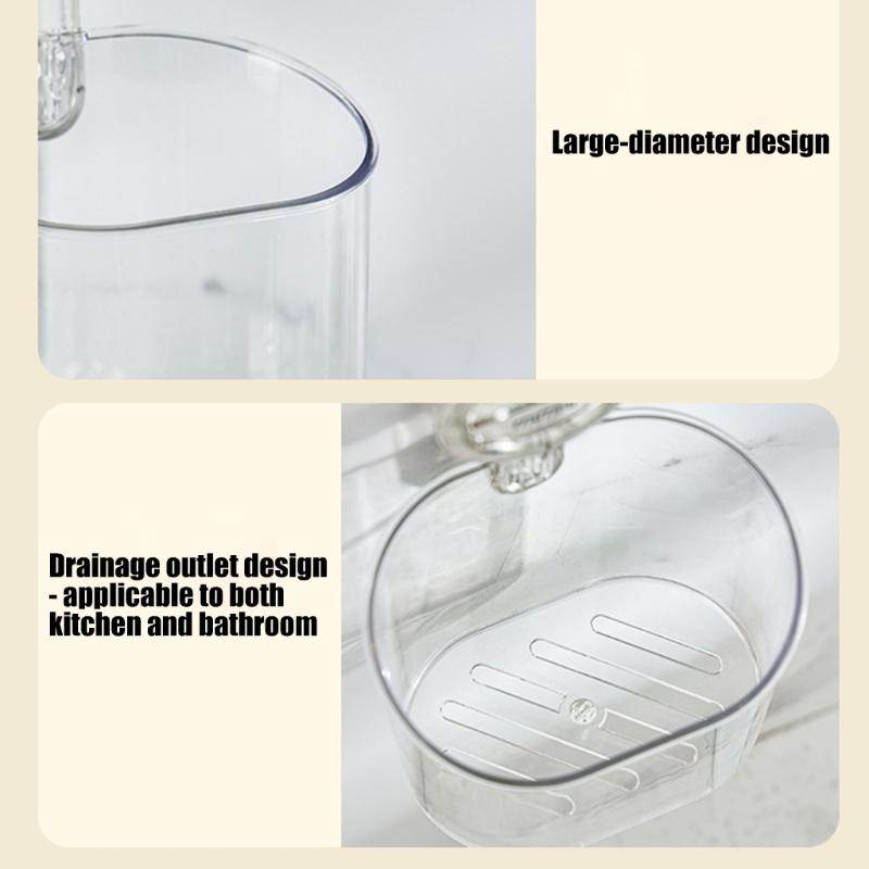 Multifunctional Adhesive Bin For Shower And Kitchen Storage Securely Holds Items Without Drilling Modern Simple Style