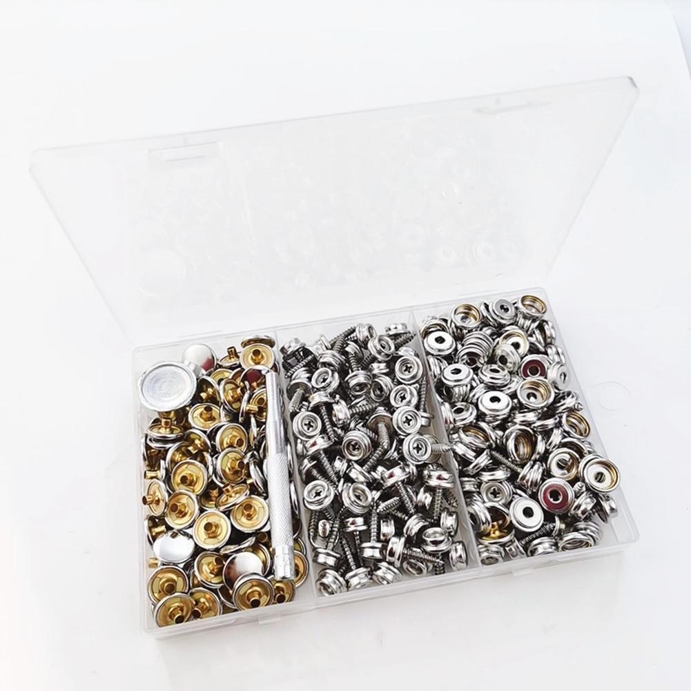 ABUL-100Pcs 15Mm Boat Cover Canvas Stainless Steel Snap Fastener Clip Awning Button Rivet Marine Hardware Accessories