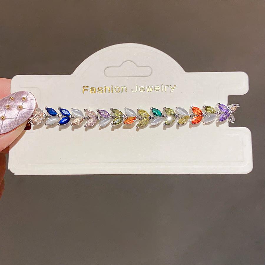 

Браслет-цепочка с овалами из циркона для женщин с геометрическим дизайном и элегантным стилем Colorful