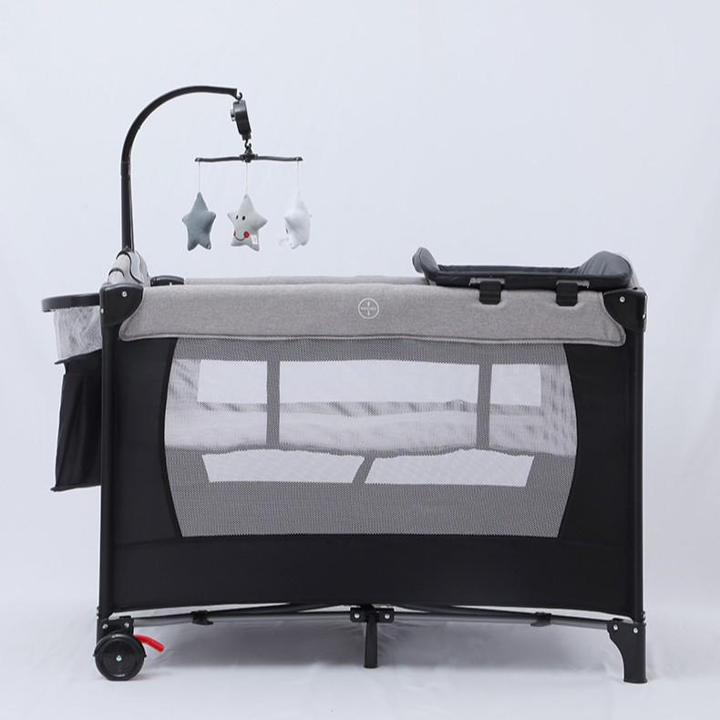 Adjustable Folding Baby Crib - Multi-functional Bedside Sleeper & Newborn Play Area