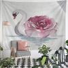 Swan and Rose Watercolor Art Pattern Wall Hanging Tapestry Decorative Tapestry Home Decor for Bedroom and Living Room