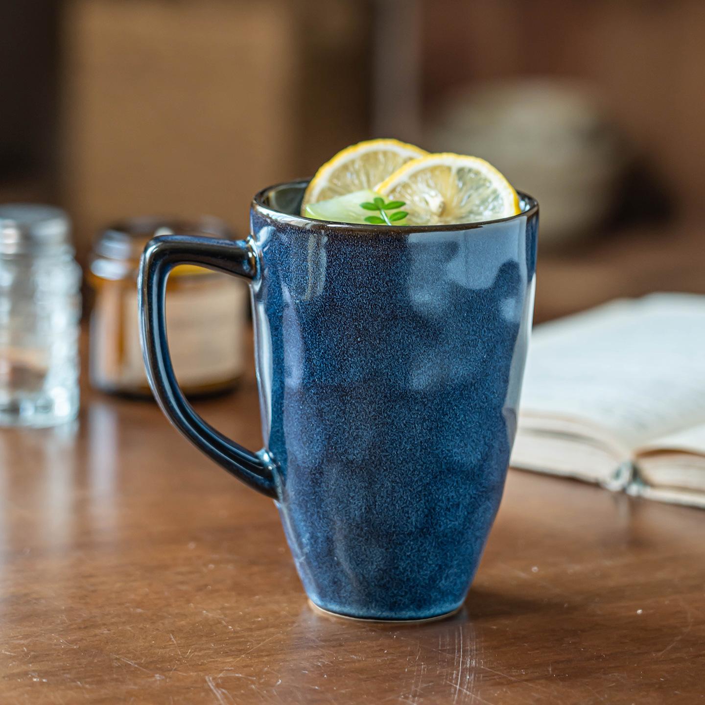 Wjg Pretty B Blue High Value Large Mug Retro Ceramic Cup Home Office Universal Water Cup Commercial Cup