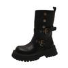 Maillard Brown Boots Platform Black Short Boots Women's 2025 New Autumn Retro Women's Shoes British Martin Boots
