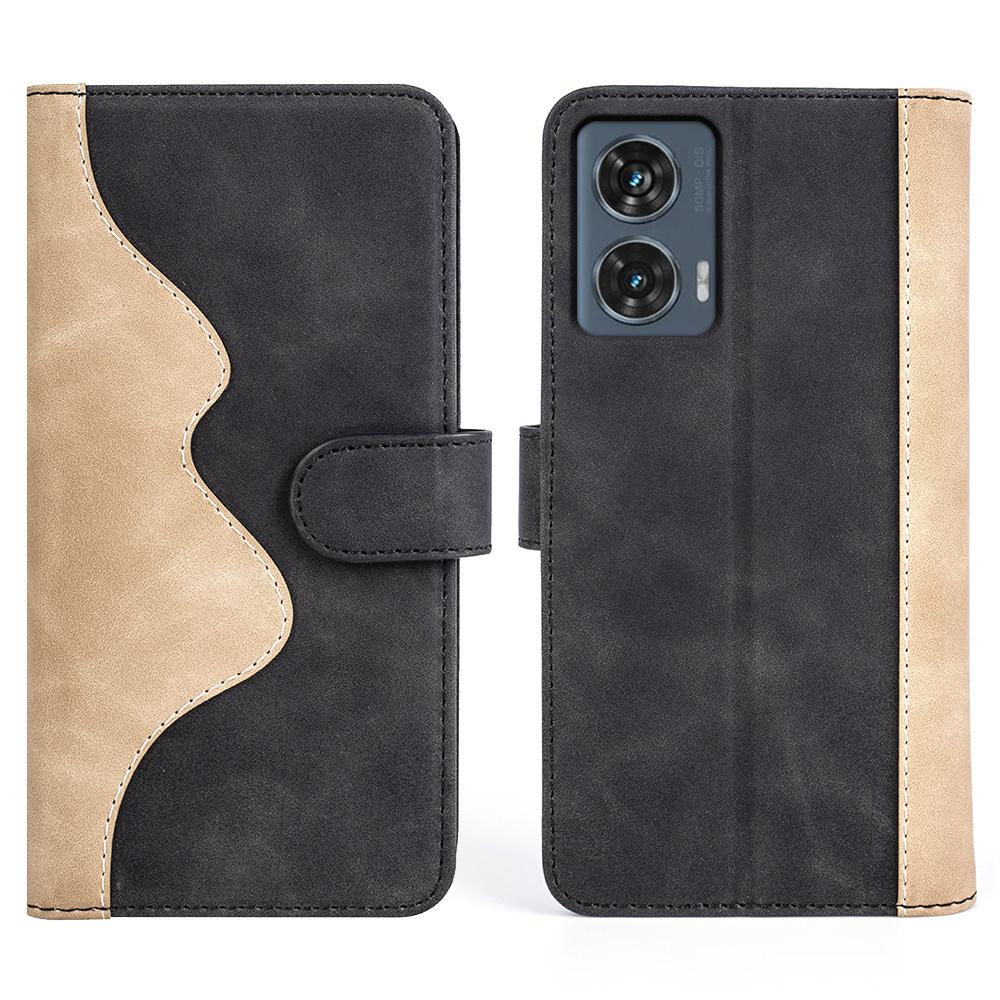 

For Motorola Edge 50 Fusion 5G Case Flip Splicing Leather Phone Cover Black