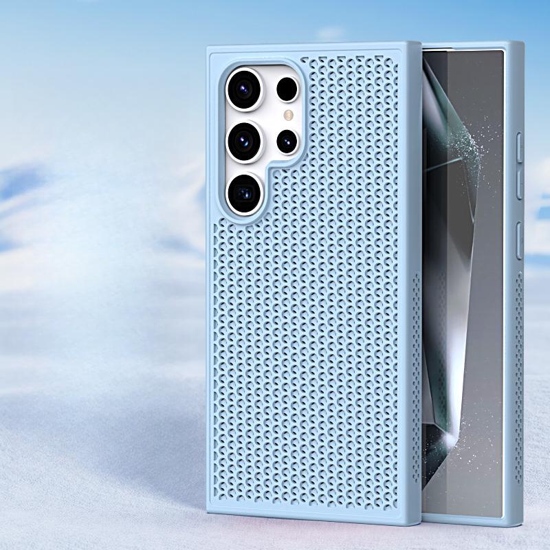 Suitable for Samsung S25Ultra Heat Dissipation Mesh Breathable Phone Case Honeycomb Hole Skin Feel S23FE Anti-drop Protective Case S24