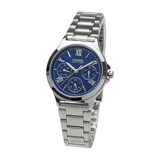 Casio Ladies Standard Day of the Week Date Calendar Analog LTP-V300D-2A2 Women s CASIO Metal Bracelet (Navy Blue)