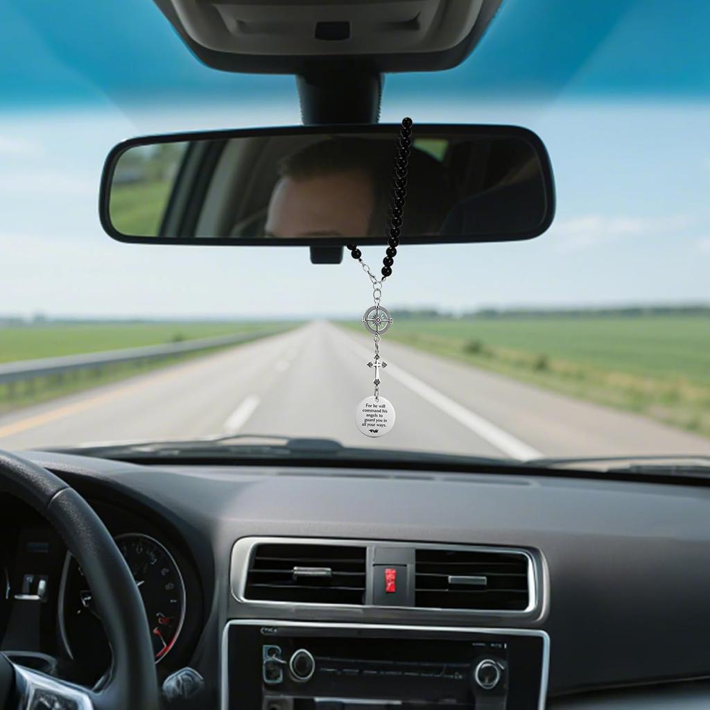 3 Pack Guardian Angel Rearview Mirror Charm, Angel Wings Cross Car Charm Pendant Guardian Angel Hanging Ornament Rear View Mirror Hanger Decor