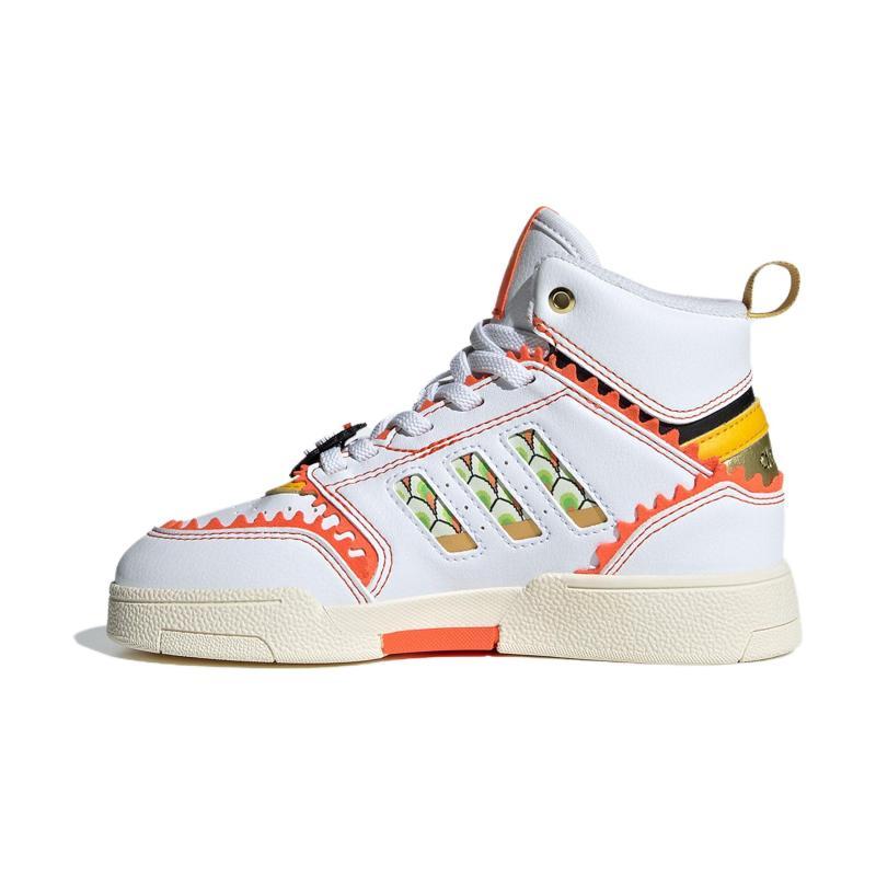 Adidas Originals Drop Step Abrasion Resistant High top Kids' Skateboarding Shoes White Orange Kids Sneakers IF9367