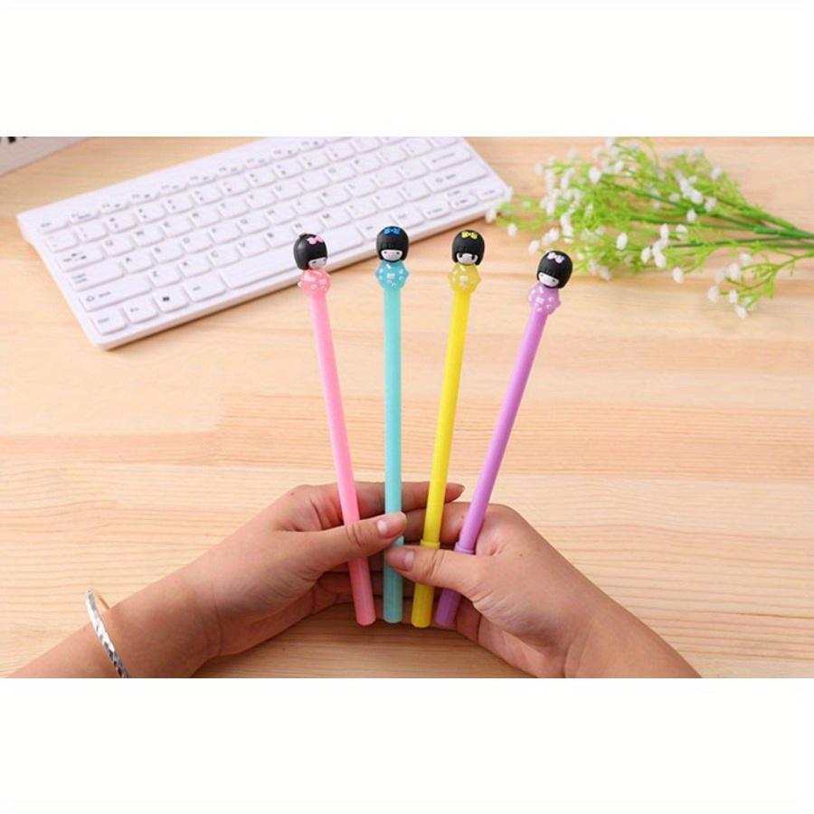 Back To School Season 10pcs 0.5mm Cute Doll Neutral Pen Creative Cartoon Kimono Girl Avatar Neutral Pen Black Water Pen Sign Pen.