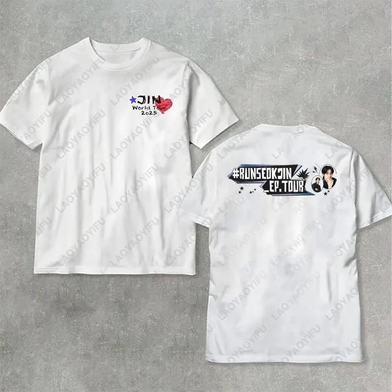 Run Seok Jin Ep Tour Pánské Dámské Krásné Tričko Jin 2025 Streetwear Echo Tracklist SuperTuna Bavlněné Tričko Neříkej, že mě miluješ Topy