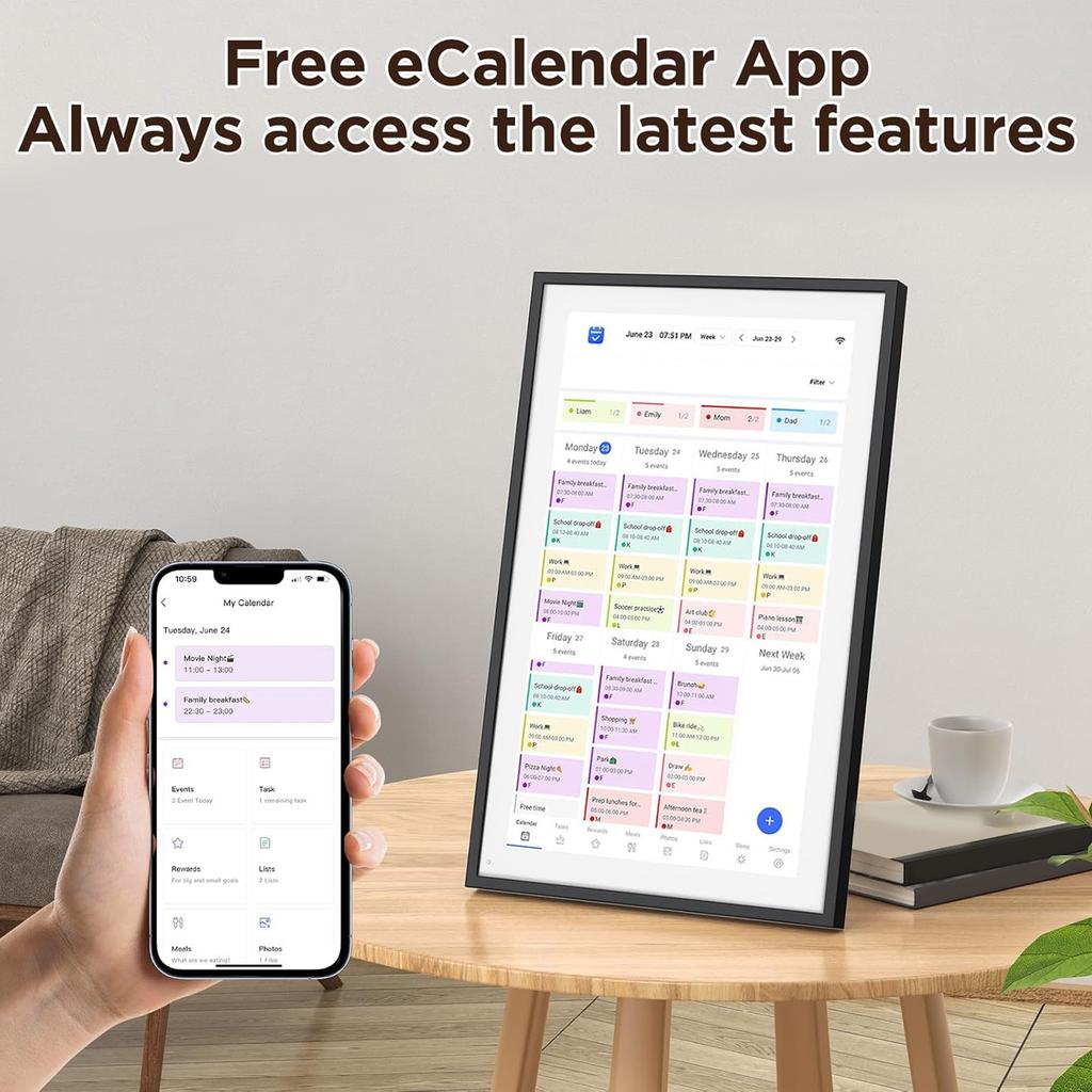 10.1inch Smart Digital Calendar Planner Smart Digital Calendar HD Touchscreen Family Planner with Switchable Digital Photo Frame
