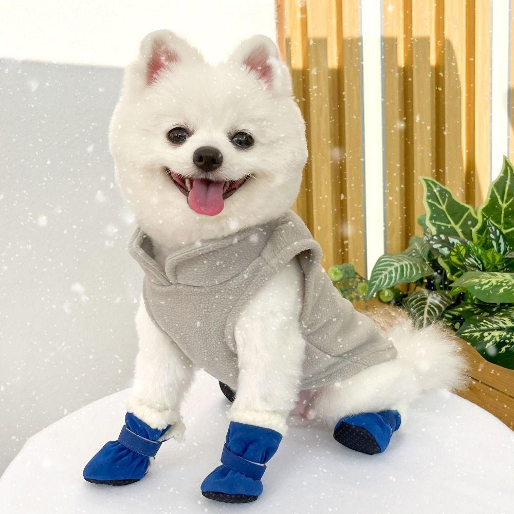 4pcs Anti-slip Pet Shoes Thickened Cats Puppy Socks New Snow Boots