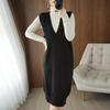 2021 Autumn College Style Long Knit Vest Dress: Loose Over-the-Knee, Elegant Mature Sister Style