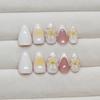 Nail Patch Solid Color Fake Nails Spring and Summer Peach Blossom Removable Nails Yellow Peach Wearing Nail Nail Patch Diamond 30 pieces