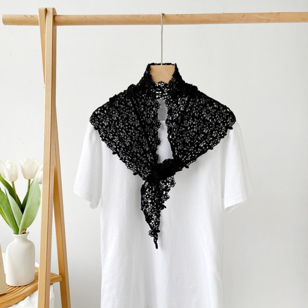 White Lace Shawl Fake Collar Hip Scarf Simple Flower Scarves  Female