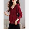 2026 Spring/Autumn Women's Hooded Knit Cardigan - Casual Loose Fit, Slimming Sweater Jacket