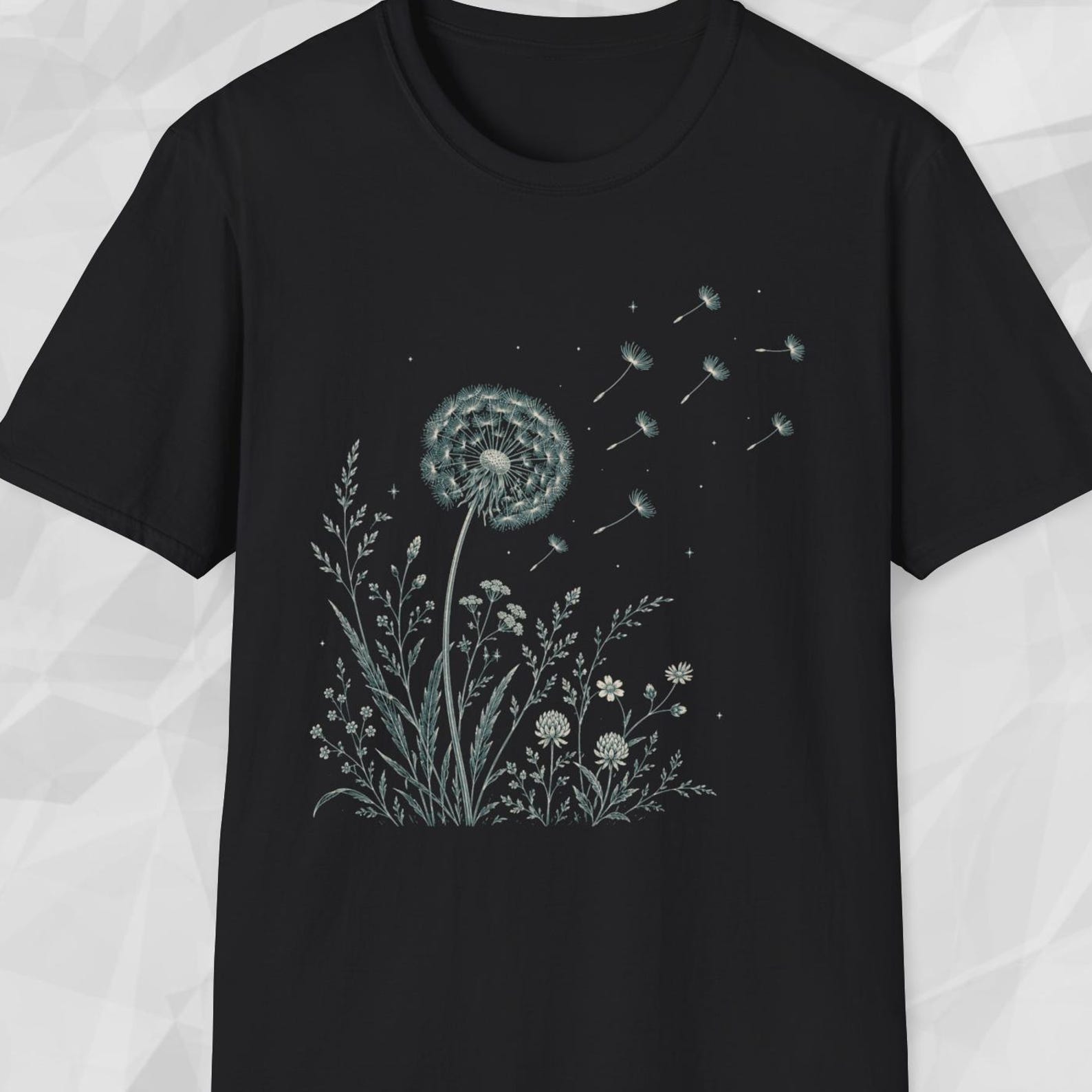 Trendy Dandelion Shirt, Botanical Wildflower Tee, Nature Lover T shirt, Dark Cottagecore Shirt, Make A Wish Tee, Cute Garden T shirt 3XL